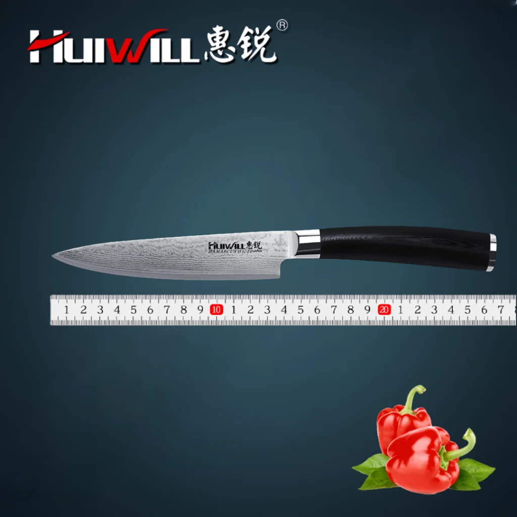 

New!Huiwill 5"Japanese VG10 Damascus steel kitchen Utility/ Universal knife Fruit Chef Knife with Forged G10 handle