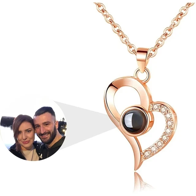 Custom Projection Photo Necklace Personalized Pet Photo Pendant,Projection Chain For Women Men Memorial Christmas Jewelry Gifts