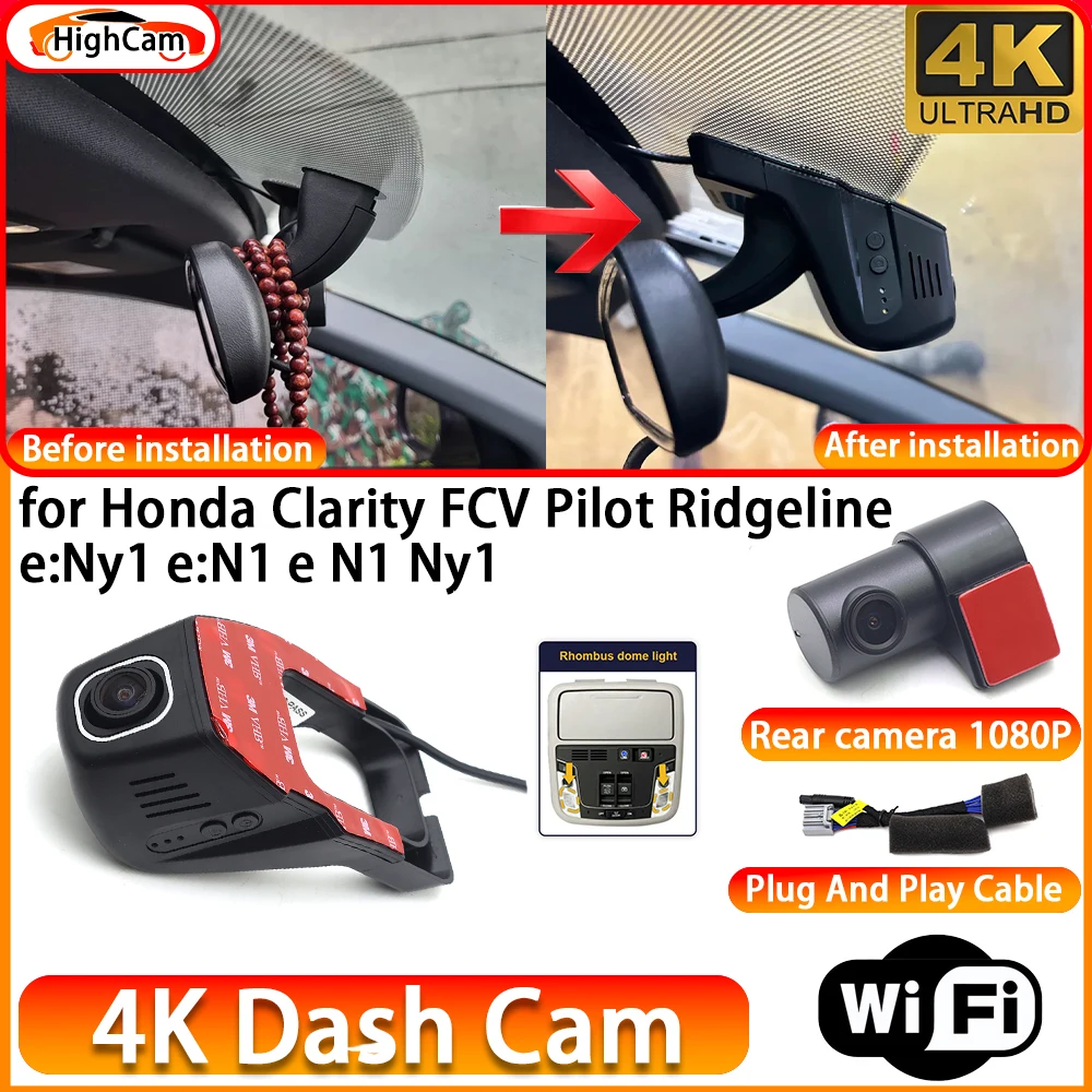 for Honda Clarity FCV Pilot Ridgeline e:Ny1 e:N1 e N1 Ny1 OEM 4K DVR Dash Cam Front Rear Camera Video Recorder Plug and Play