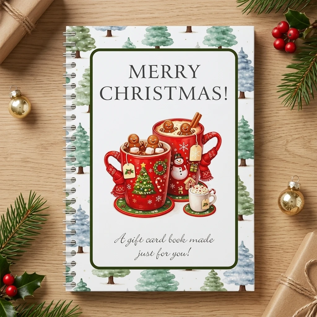 1pc Gift Card Album Festive Christmas Holder Laminated Paper Book for Teens Kids Holiday Stocking Stuffers Decoration