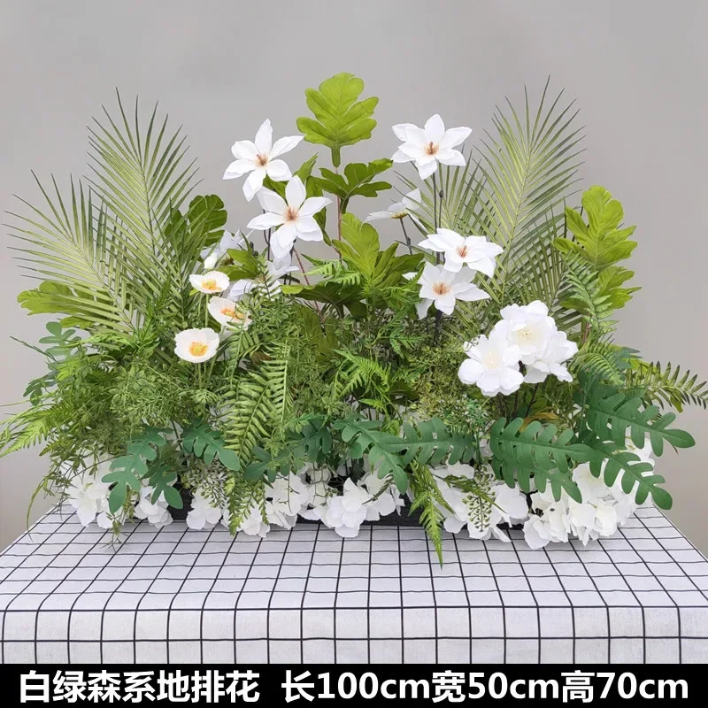 New special wedding decoration flower row road flower wedding stage decoration background decoration simulation