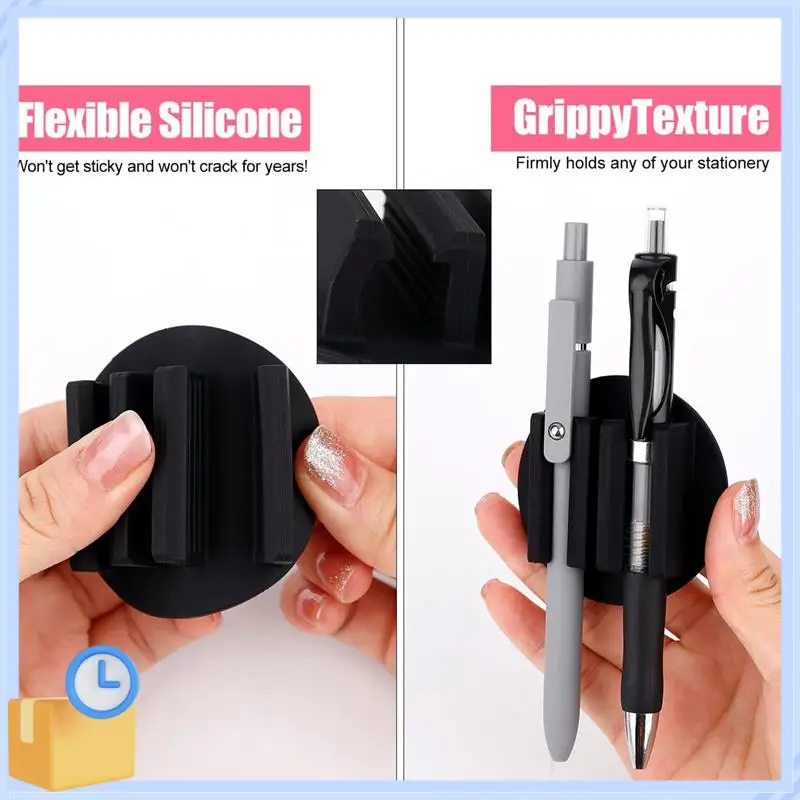 Porte-stylo adhésif en Silicone, 4 pièces, ensemble de clips pour stylos, porte-marqueur noir pour presse-papiers de bureau et autres Surfaces plates, crayon H