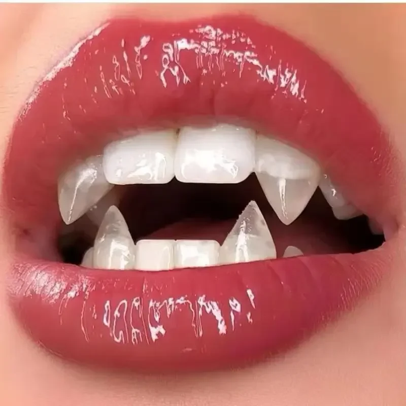 2PCS Dental Clear Resin Horrific Zombie Fangs Dentistry Tools Vampire Dentures Protector Spoofing Toys Halloween Party Costume