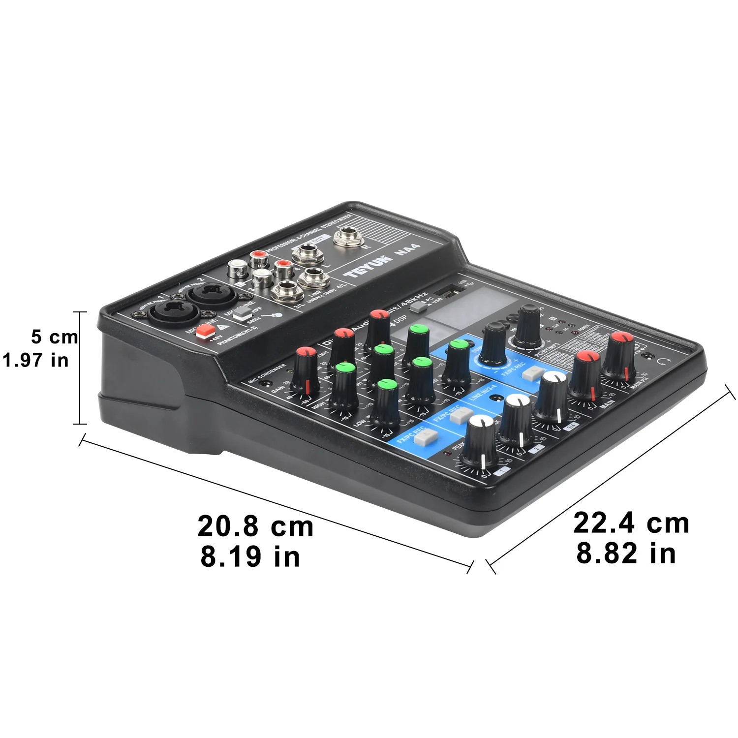 4 Kanal profession elle Sound Audio Mixer PC USB-Wiedergabe Aufnahme Wiedergabe Mini Mixing DJ-Konsole für Podcast Karaoke Teyun Tisch Na4