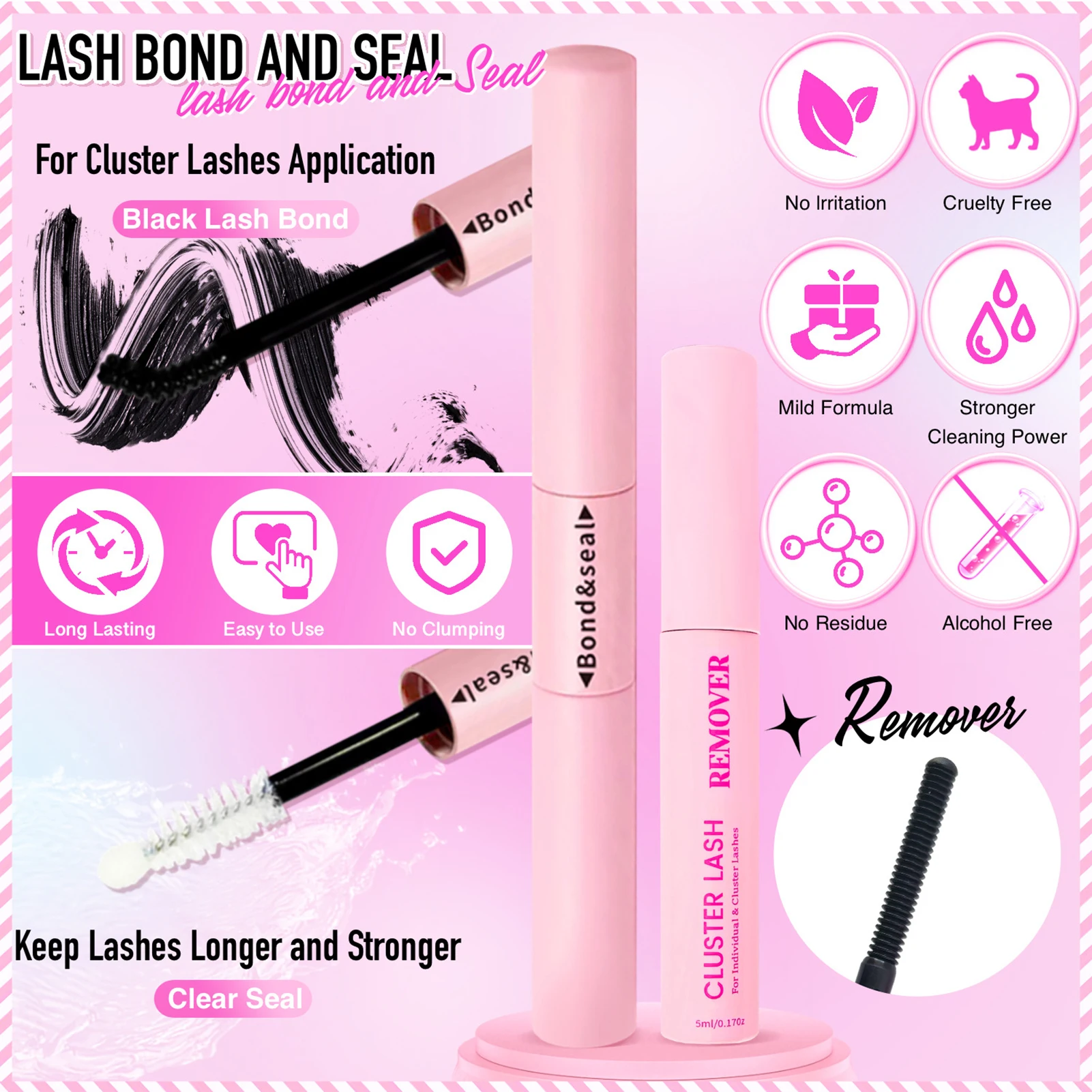 Diy conjunto de cluster de cílios postiços 60d/80d/100d cílios individuais cluster lash bond e selo removedor de cola de cílios postiços, pinças