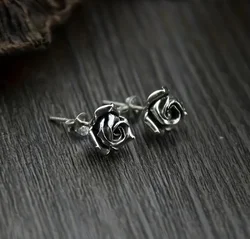 Fine Carved Petals Fashionable Silver Color 3D Three-dimensional Rose Earrings Flower Earrings Fashion Jewellery