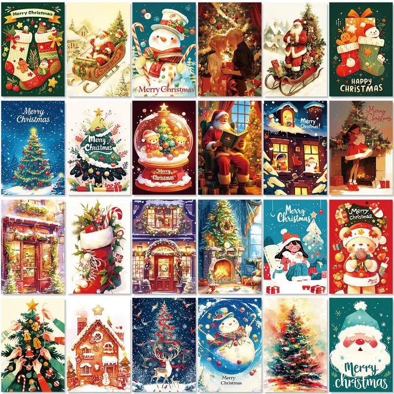 Kartu Natal | Beragam kartu liburan 50X | Kartu ucapan meriah kartu pos Aktivitas untuk siswa keluarga