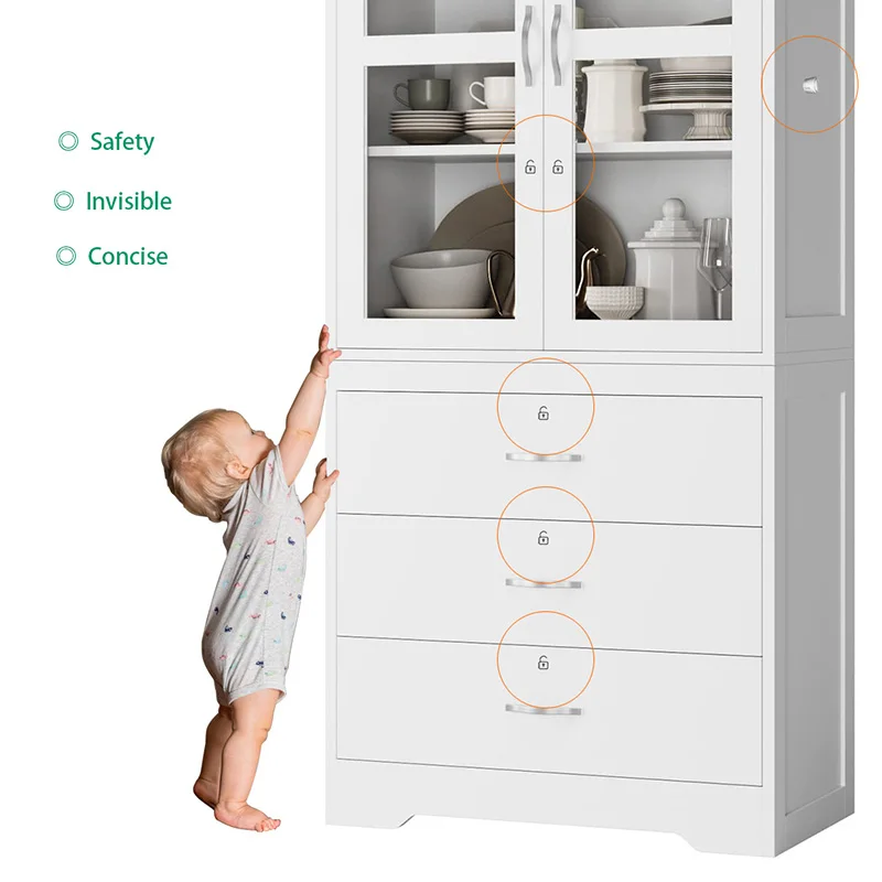 New Children\'s Magnetic Safety Lock Cabinet Door Drawers Refrigerator Kid Baby Safety Plastic Locks 10Locks And 2Keys