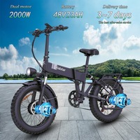 Ridstar H20 Electric Bicycle 2000W Dual Motor 48V23AH Battery Foldable Ebike 20*4.0 inch Fat Tire Snow Highway Electric bike