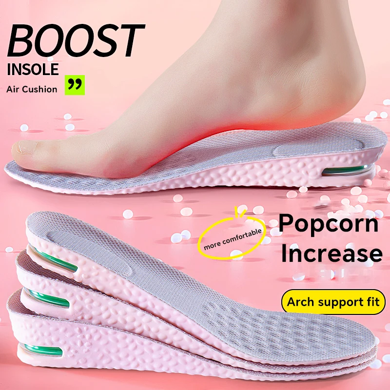 1 Pair PU inside increase insole， shock absorption, comfortable foot mat, men and women can be invisible increase insole