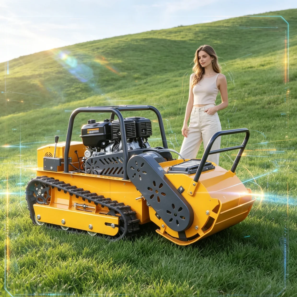 

Customized Commercial Flail Lawn Mower with Remote Control Low Fuel Consumption High Efficiency Petrol Engine Grass Cutter for H