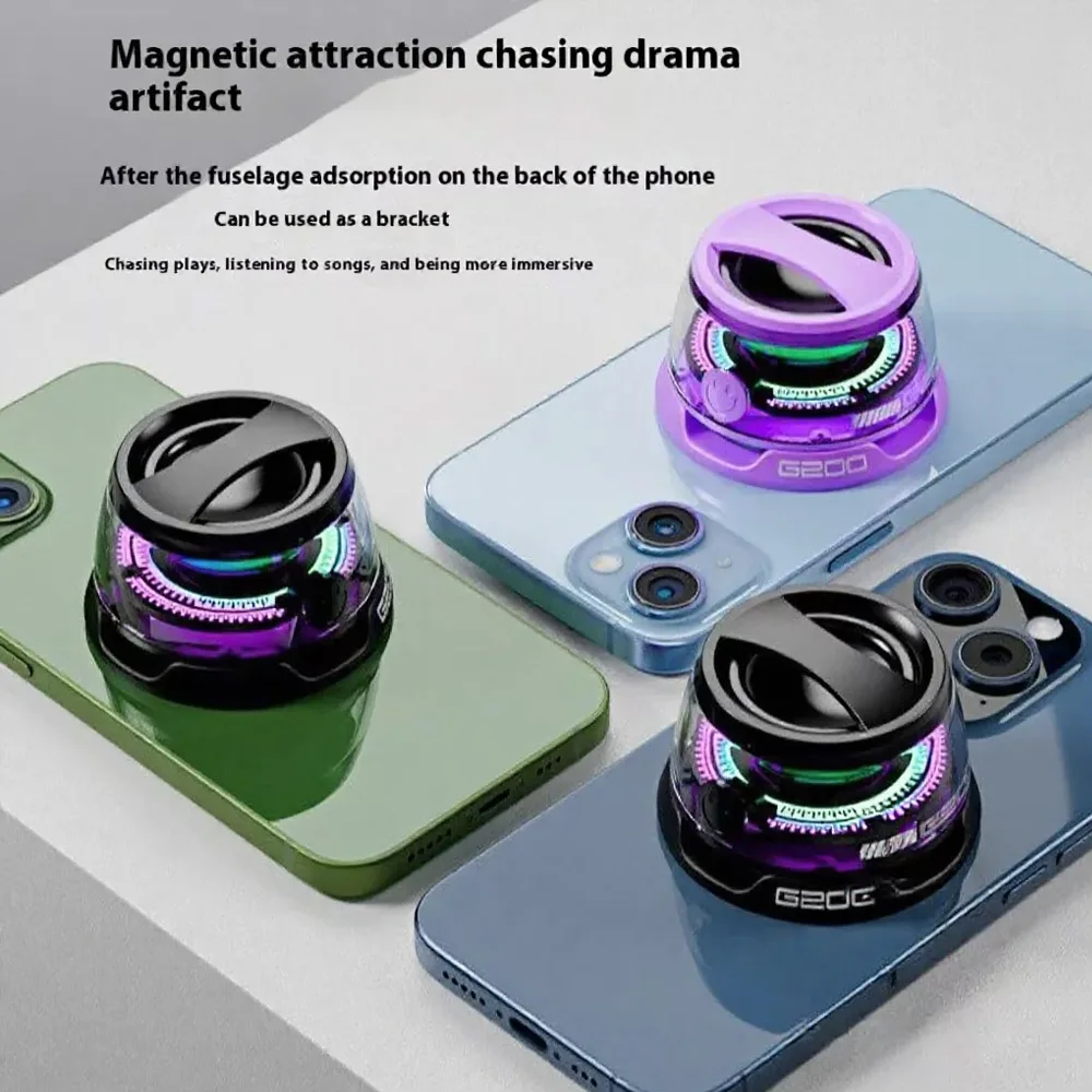 G200 TWS Magnetic Bluetooth Speaker, featuring a transparent body design and RGB lighting, magnetic Bluetooth speaker