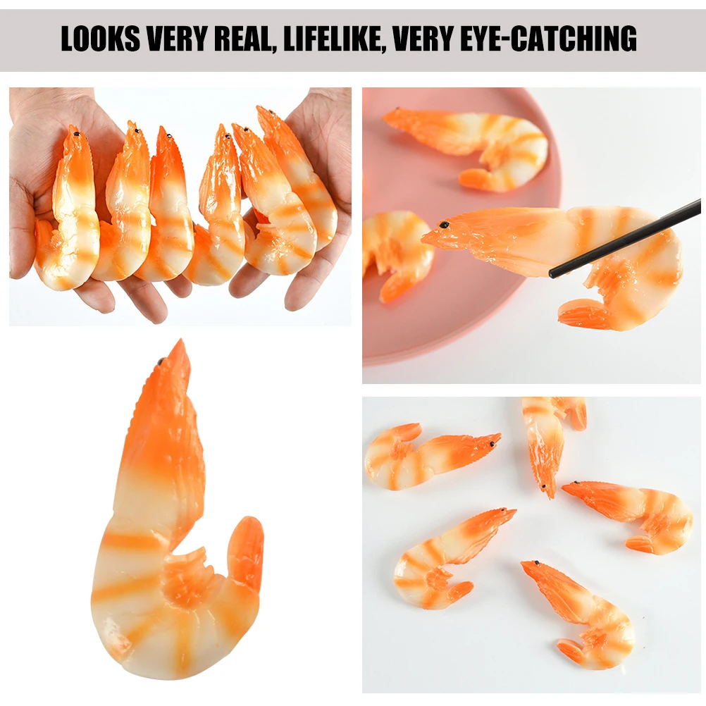 

3 Pcs Artificial Simulated Ice Shrimp Child Pvc Lifelike Realistic Cooked Model