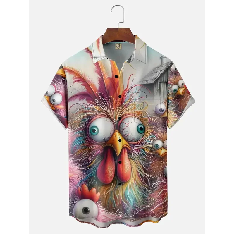 Cartoon Animal Graphic MEN'S Funny Shirt 3D Print Quick Dry Short Sleeve Tops Casual MEN'S CLOTHES Summer Street Fashion Shirt