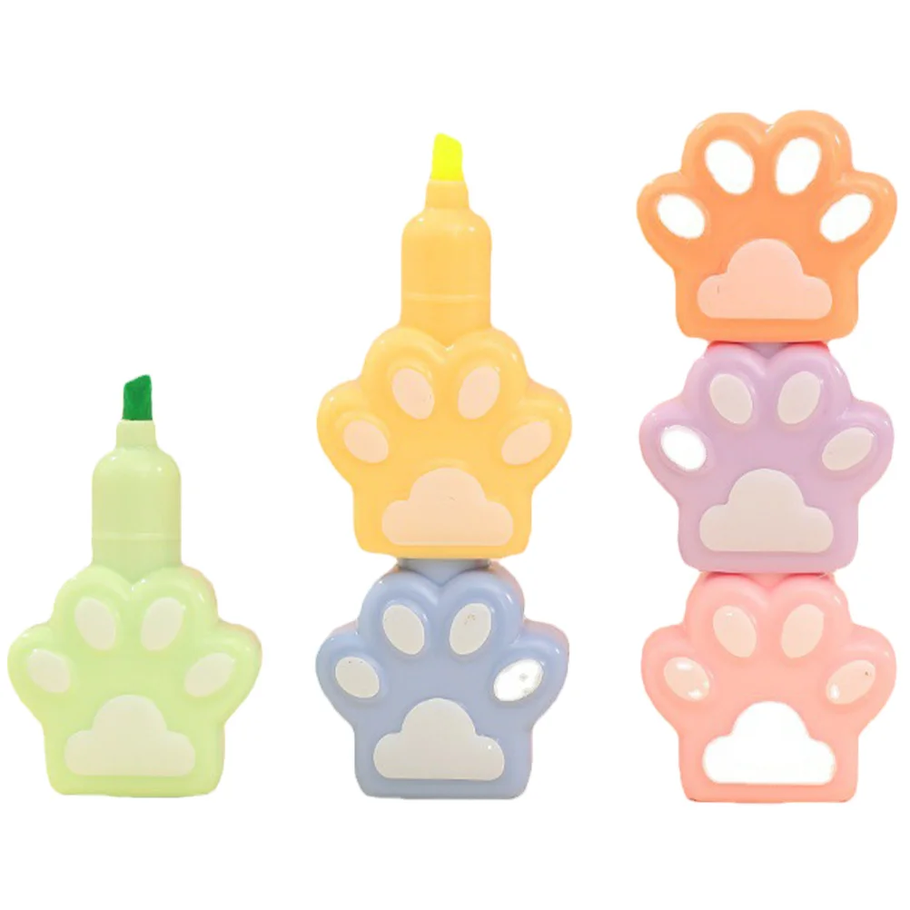 

1Set Cat Paw Highlighters Cute Mini Highlighter Pens Assorted Colors for Journaling School Office Use Aesthetic Markers Portable