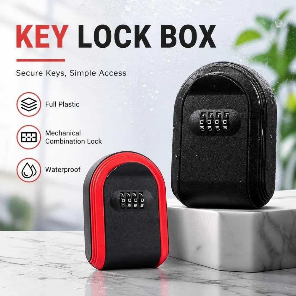 Full Plastic Password Key Box Universal Fit Mechanical Combination Lock Key Lock Box 4 Digit Password Anti-Theft