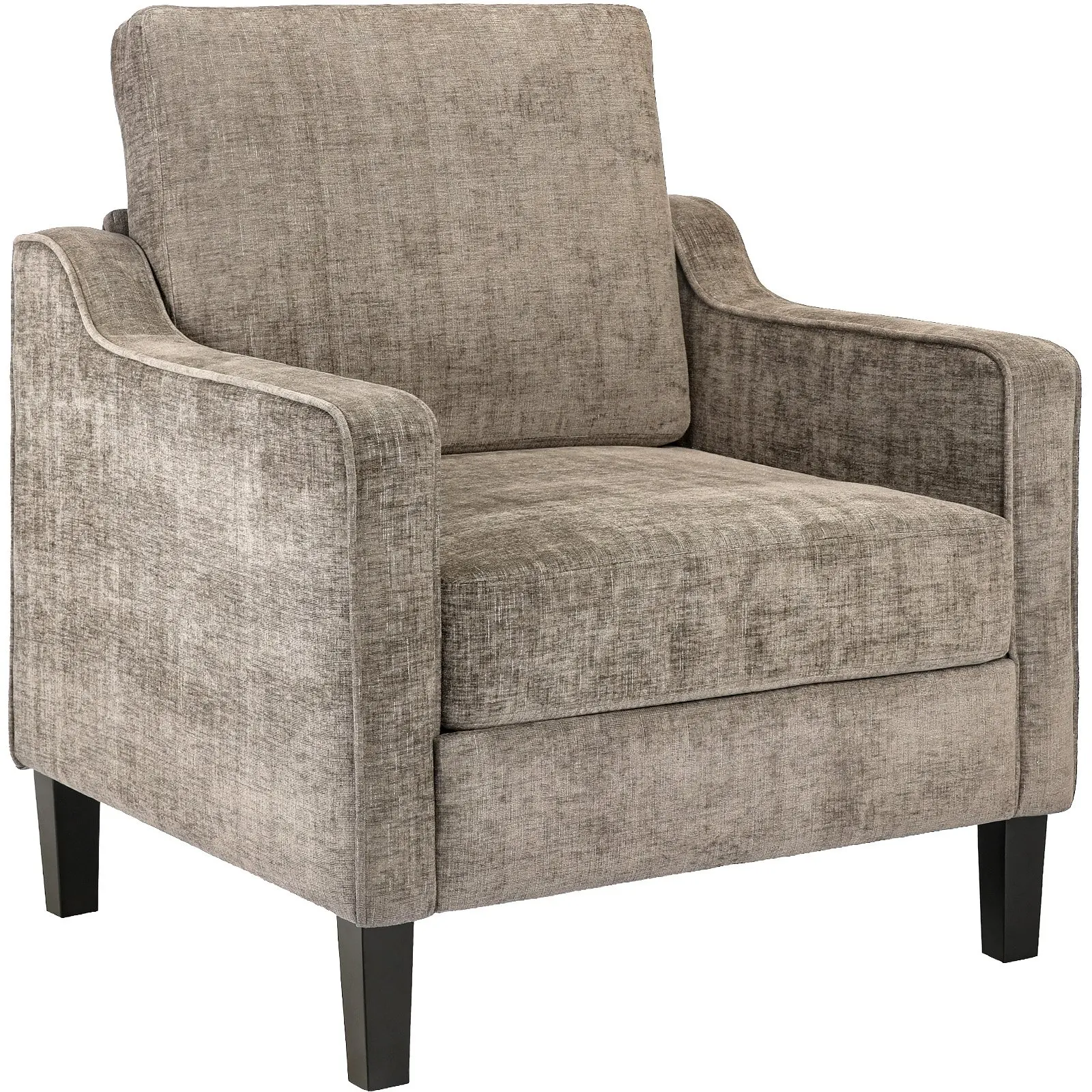 Gepolsterter Sessel mit Massivholzbeinen, Gepolsterter Loungesessel, Akzentsessel im Mid-Century-Stil, Chenille-Flügelstuhl für Wohnzimmer, 4 Farben