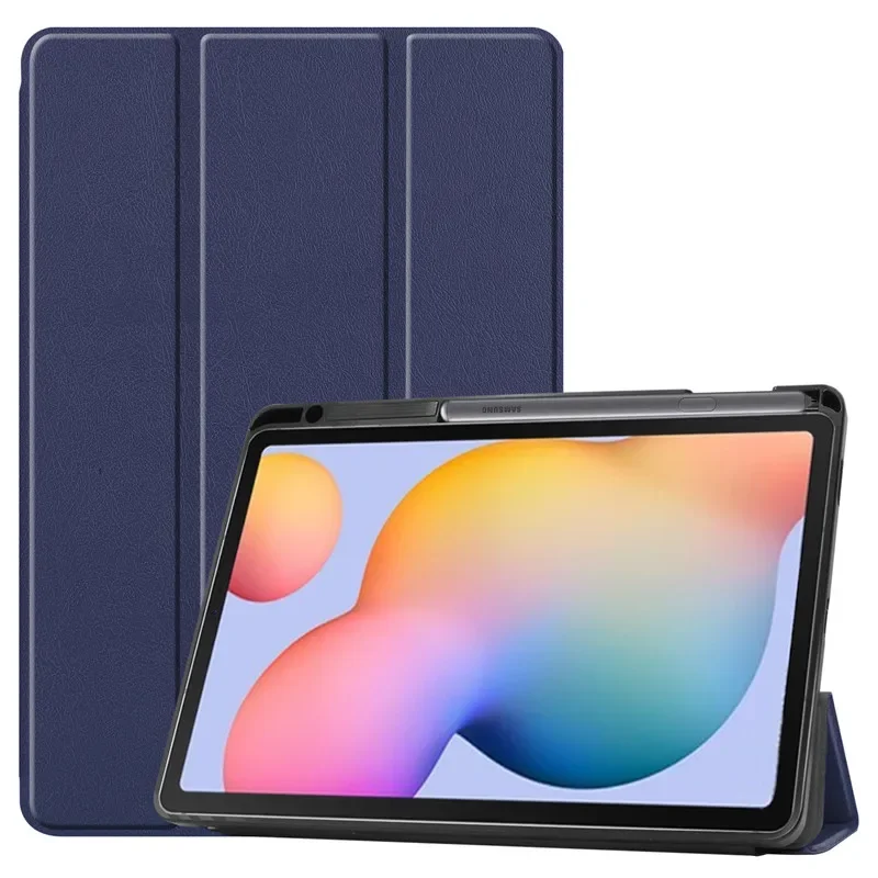 For Samsung Galaxy Tab S6 Lite 10.4 inch P610 P615 Case with Pencil Holder Tri-Fold Stand Case Tablet Shell For Tab S6 Lite 2022