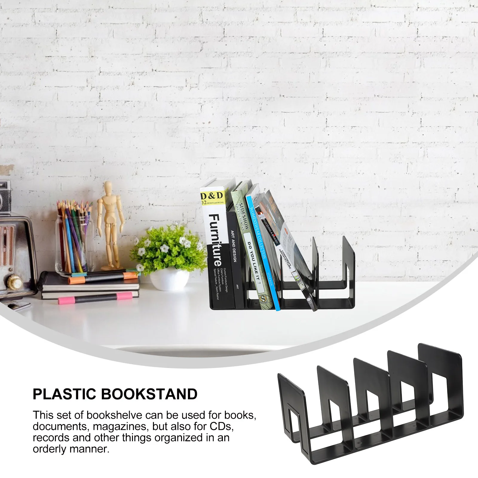 

Multi-Function Holder Plastic Ends Desktop Stand Study Organizer Decorative Book Ends File Book Stands Bookshelf Organizer