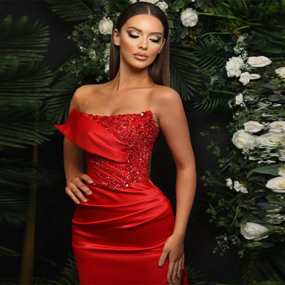 Vestidos de Noche de sirena sin mangas para mujer, elegantes vestidos de graduación con abertura lateral alta, vestidos de cóctel formales para banquete, batas de princesa