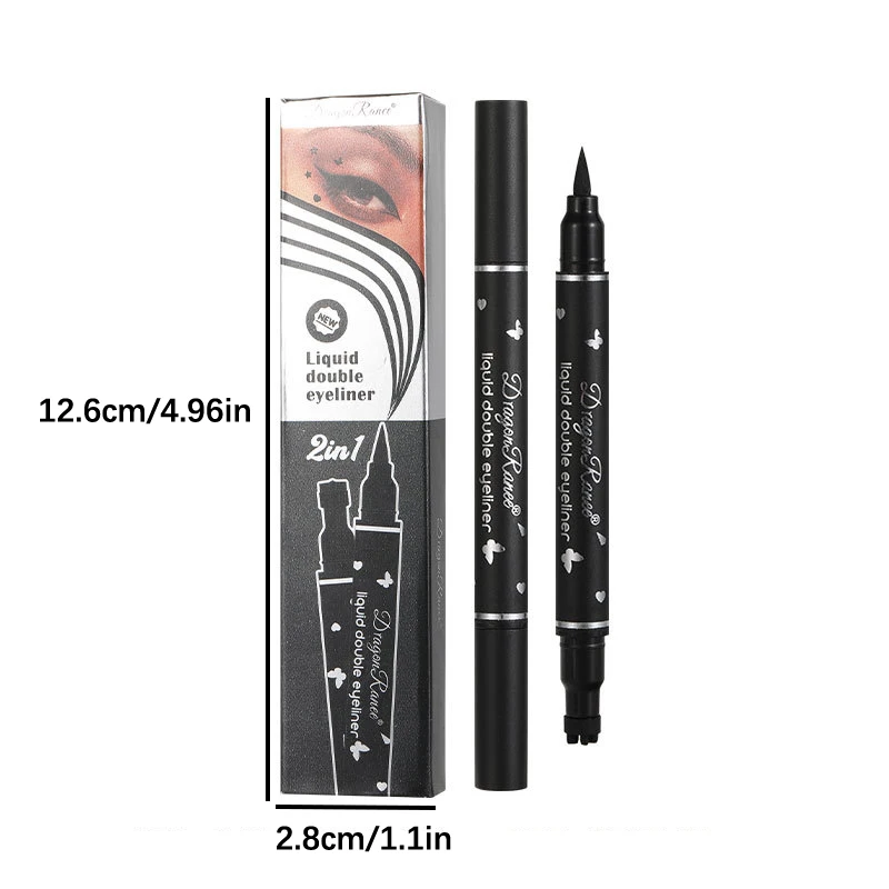 Double Ended 2 In 1 Star Seal Eyeliner Pen Star Moon Stamp Long-Lasting Waterproof Black Liquid Eye Liner Pencil Eyes Makeup Cos