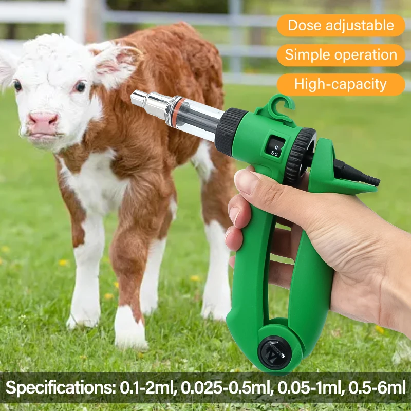 0.5-6ML Veterinary Continuous Syringe Vaccine Injection Animal Automatic Adjustable Continuous Syringe for Pigs Cattle Sheep