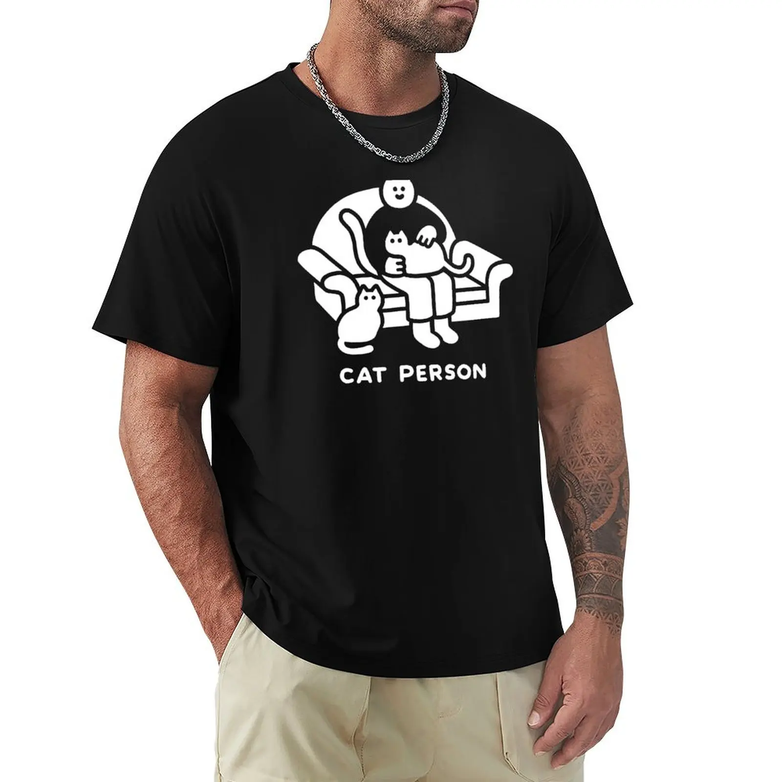 

Cat Person T-Shirt cotton graphic tees boys whites korean fashion men t shirts