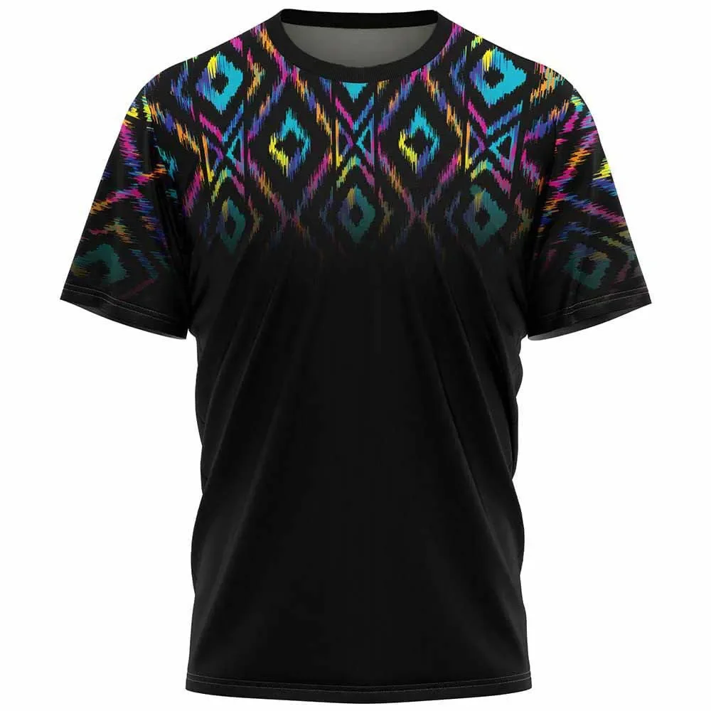 Fashion Men's Aztec Vintage Tribal Ethnic Pattern Print T‑Shirt Retro Cultural Crew Neck Short‑Sleeve Casual Streetwear Tee Tops