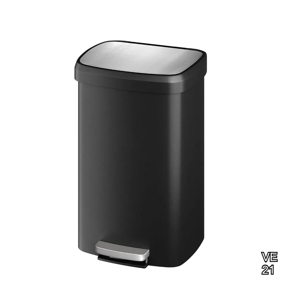 

13 Gallon Plastic Trash Can with Lid, Step-On Kitchen Garbage Bin, Soft Close, Black