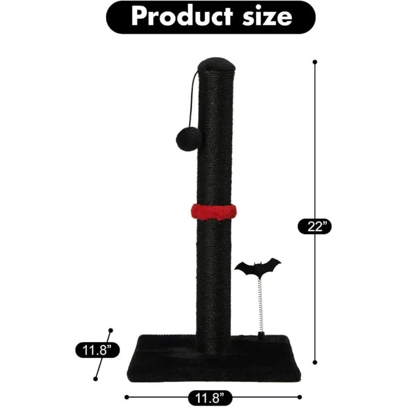 عمود خدش للقطط من MECOOL مع كرة معلقة للخدش العمودي للقطط والقطط الداخلية، أسود #4
