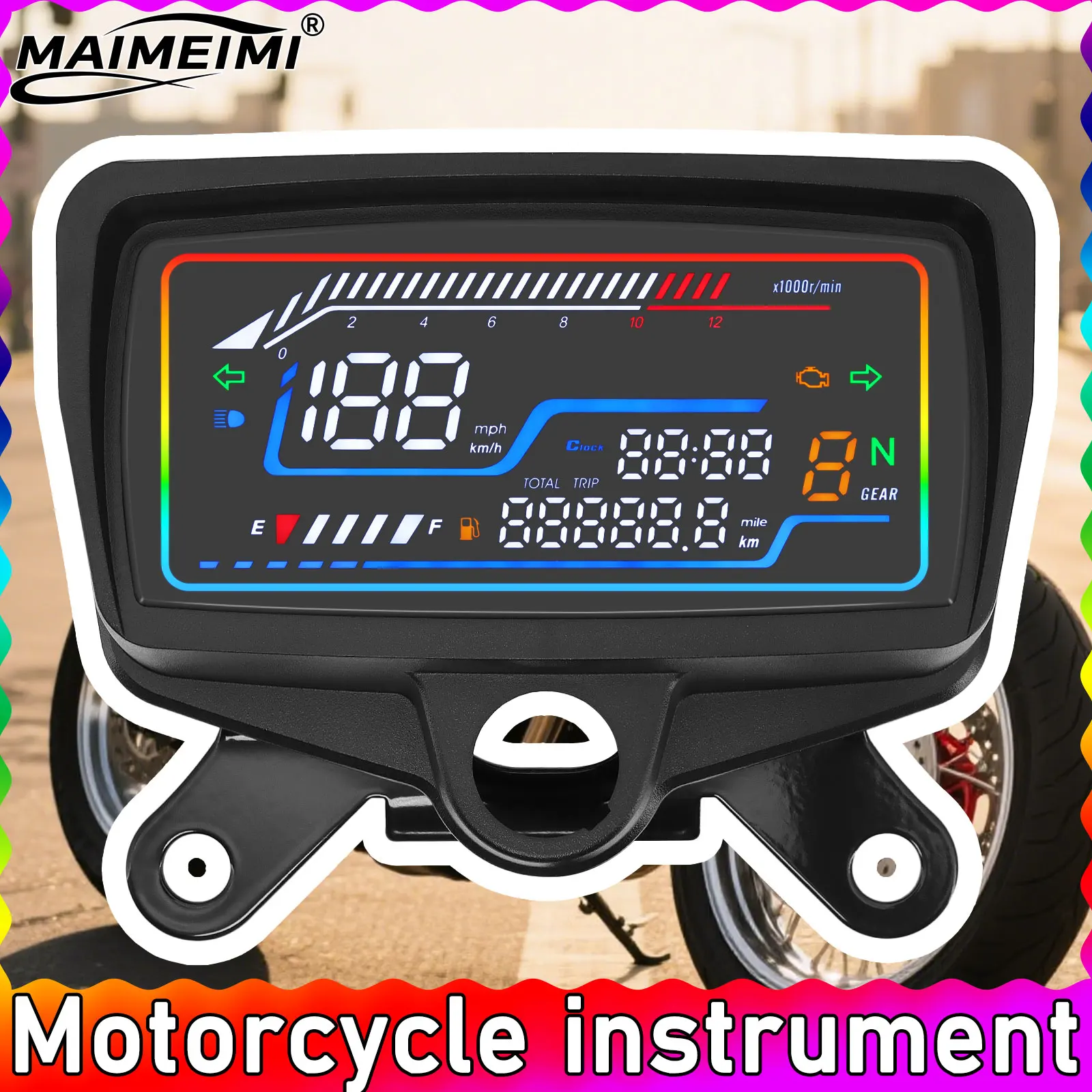 

Digital Dashboard Motorcycle Speedometer Electronics Speed Meter Odometer Tachometer Instrument with Bracket For Honda CG125-150