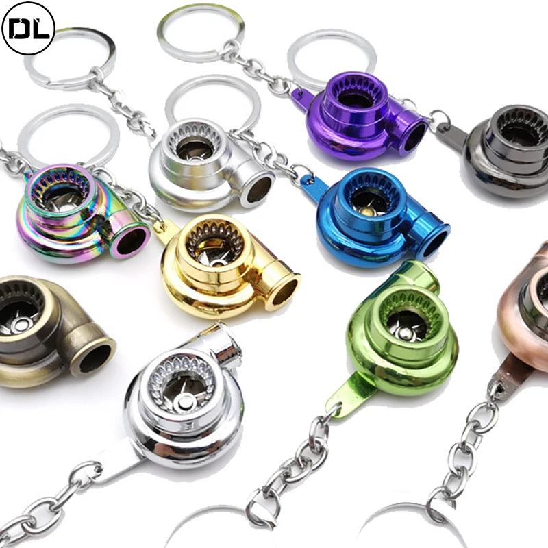 

Mini Metal Turbo Turbocharger Keychain Cool Car Spinning Turbine Pendant Keyring for Women Men Key Decoration Accessories Gifts