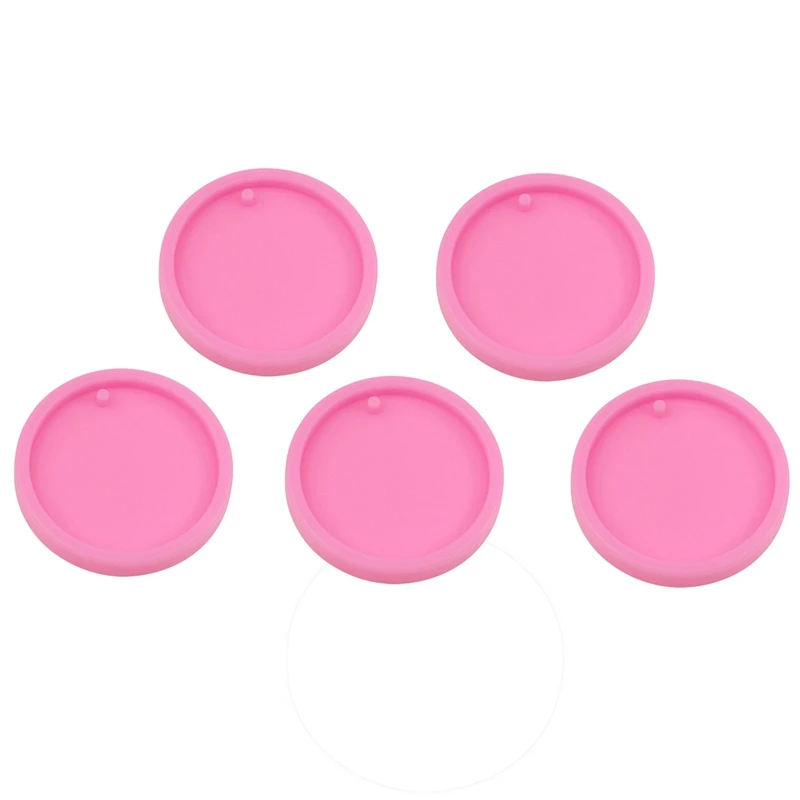 5 Round Silicone Keychain Mold Set, Round Tag, DIY Baking, Silicone Manual Drip Mold