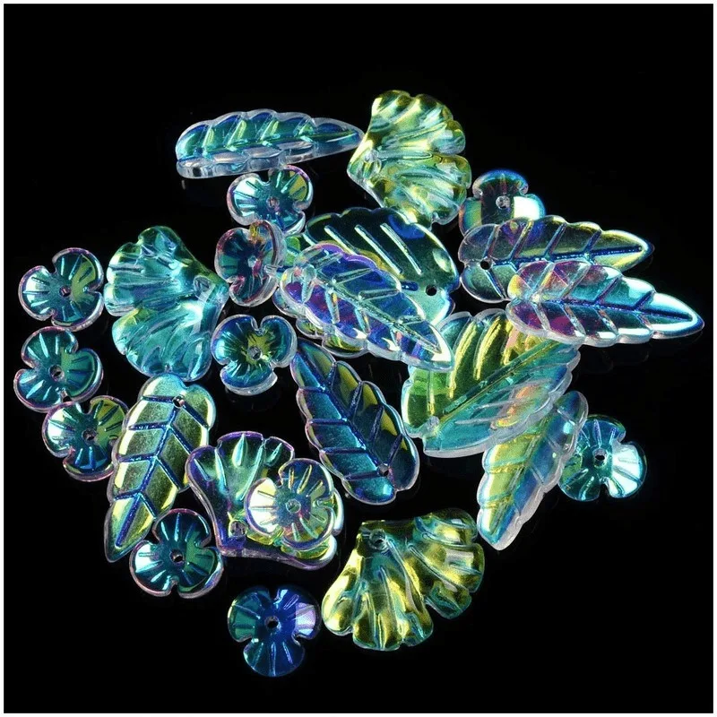 20pcs/lot Mix style AB Colored Glaze Beads Flower Shape DIY Handmade Loose Beads For Jewelry Making