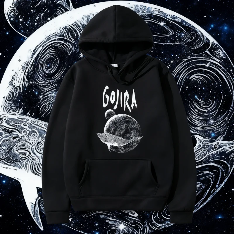 2025-26 الخريف/الشتاء الفرقة المعدنية الفرنسية Gojira من المريخ إلى سيريوس غلاف الألبوم طباعة 100% القطن مطبوعة هوديي الدفء Y2k
