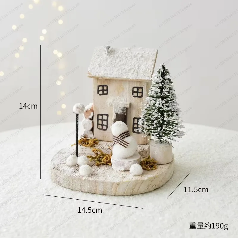 Handmade Wood Christmas Cottage, Desktop Display for Indoor Party & Window Decoration