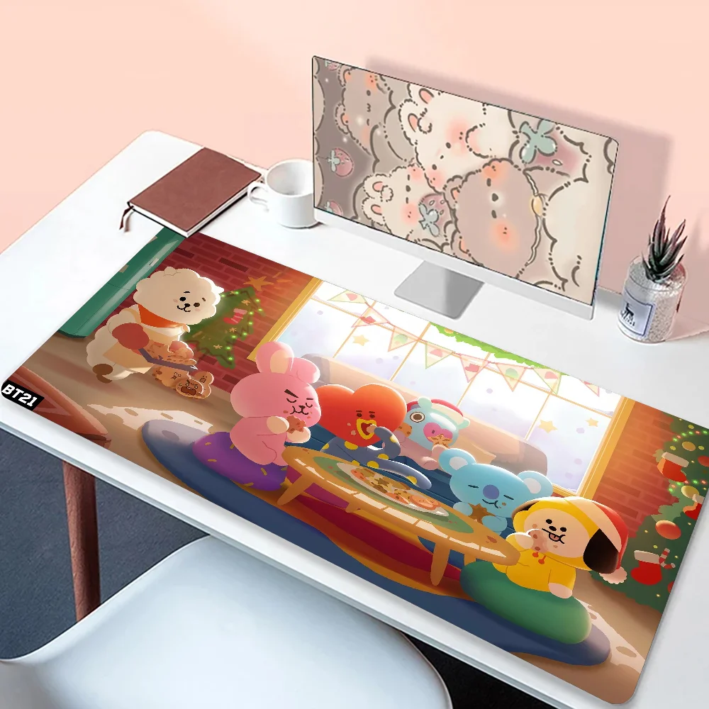 

Kawaii Gaming Mousepad B-BT21s Mouse Pads Anime Cartoon Mice Mat Natural Rubber Table Mat PC Desk Mats Design Mousepads 100x50cm