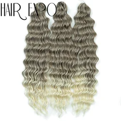 24Inch Anna Hair Synthetic Loose Deep Wave Braiding Hair Extensions Water Wave Braids Hair Ombre Blonde Twist Crochet Curly Hair