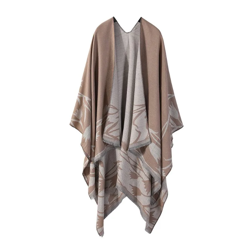 Cashmere Poncho Women Man Jacquard Scarf Winter Warm Shawl Cape Pashmina Female Warm Shawl Blanket Stole Cloak Luxury Fashion