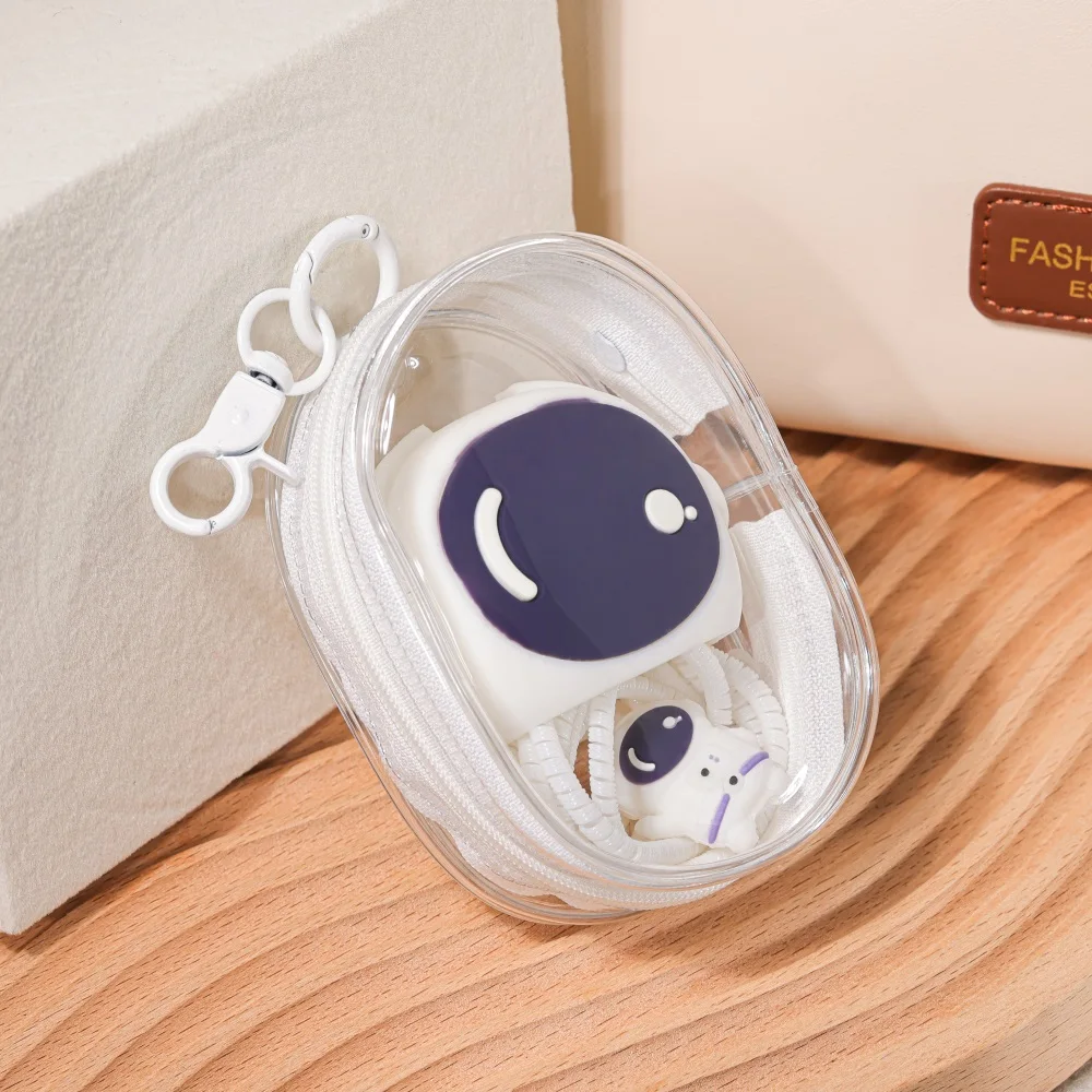 Astronaut Charger Protector Case For iPhone 18w 20w Charger With Portable Clear Storage Bag Earphones Chargers Organizer Case