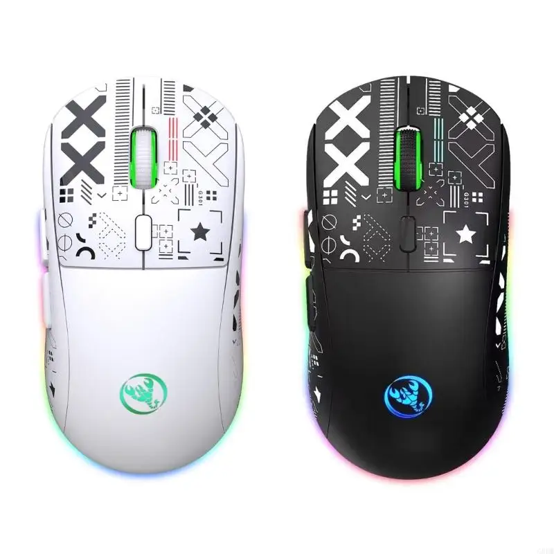 G8DB 6-Key 2.4G- Wireless Mouse Tri-mode RGB Glowing 12 Lighting Bluetooth-compatible