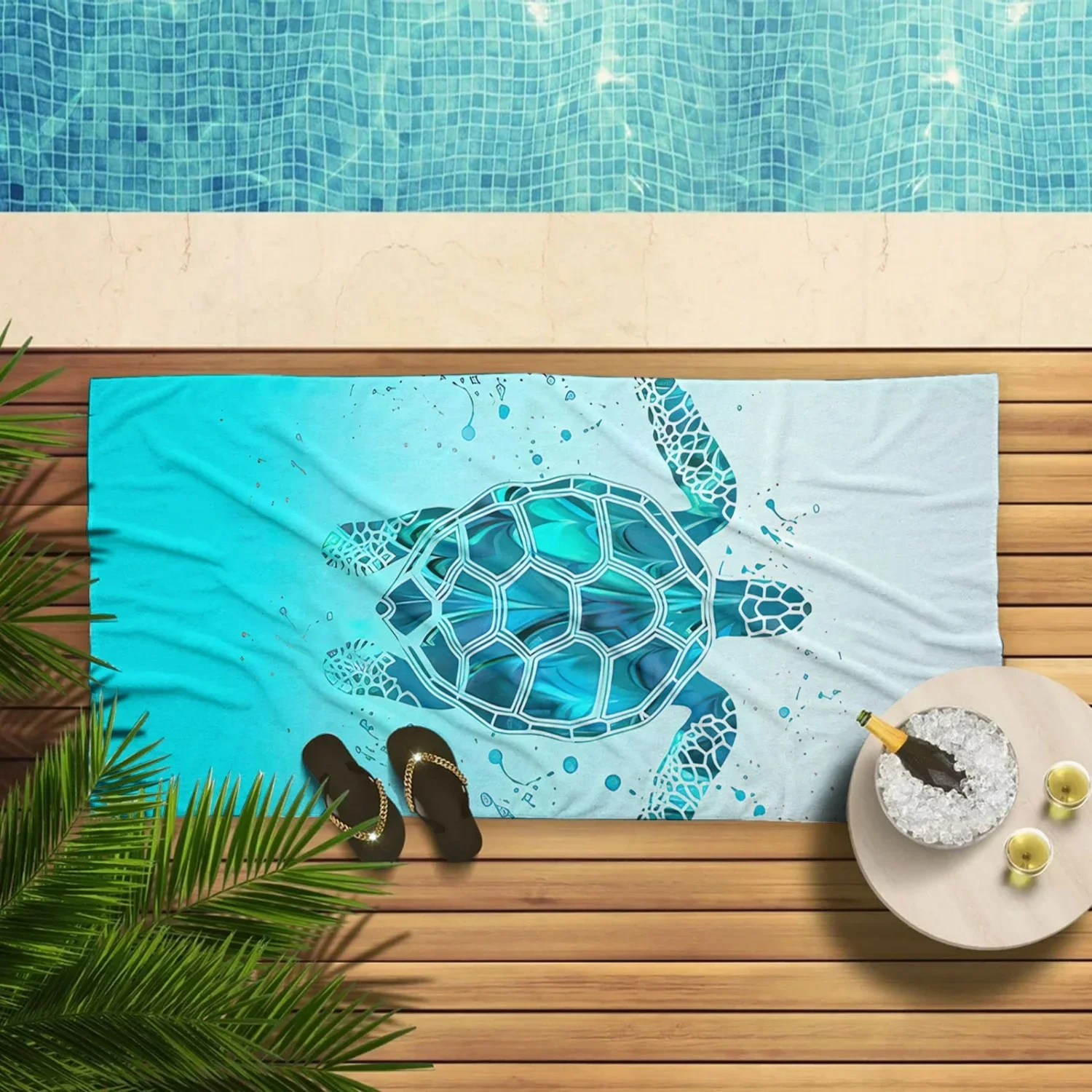 Turtle Pattern Beach Towel, Ideal For Swimming Pool, Camping Travel Summer Travel, Vacation Holiday Beach Essentials