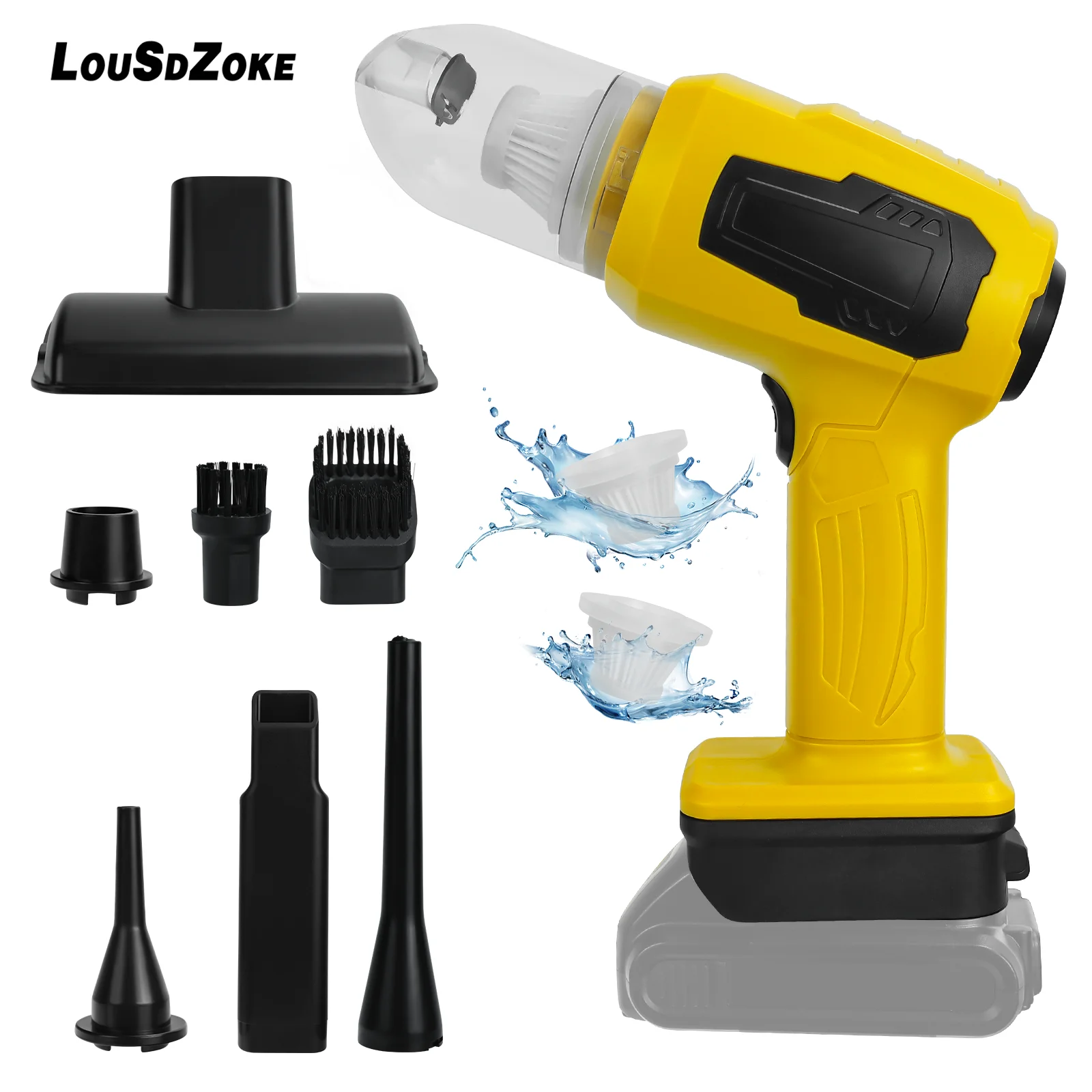 

Портативный автомобильный пылесос 120 Вт, 10 кПа, мини-пылесос и воздуходувка с насадками для аккумулятора Dewalt 20 В