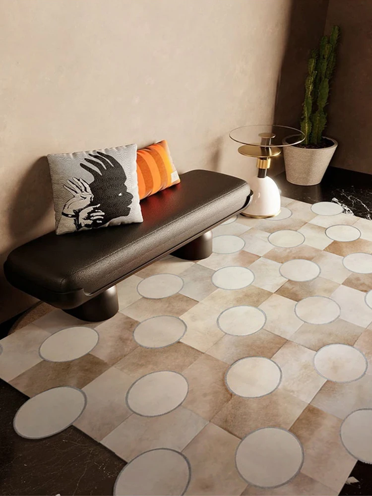 Modern Irregular Living Room Carpet Light Luxury Real Cowhide Large Area Rug for Bedroom Sofa Coffee Table Floor Mat Customize