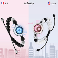 TOTWOO Long Distance Touch Bracelets for Couples, Vibration & Light up Gifts for Girlfriend Bluetooth Pairing Jewelry