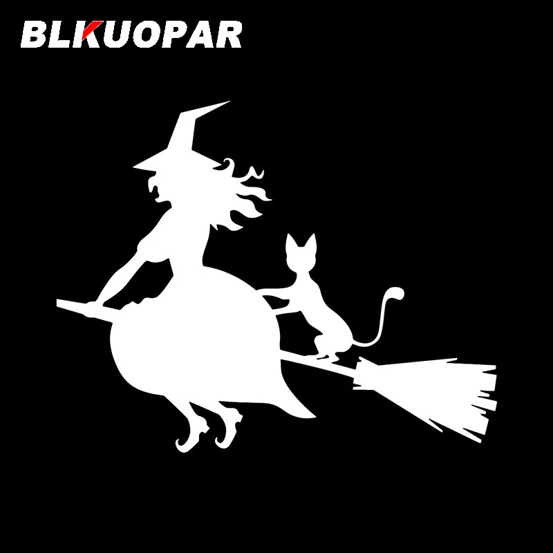 BLKUOPAR Witch On Broomstick Car Sticker Personality Fashionable Sunscreen Graphics Occlusion Scratch Funny Car Door Protector