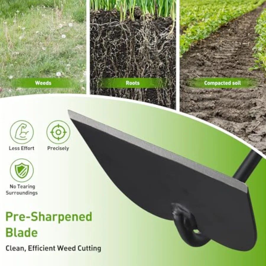 Garden Hoe for Weeding, Heavy Duty Draw Hoe Garden Tool for Plowing, Cultivating, Trenching, Ridging, Tilling Loosening Soil, S