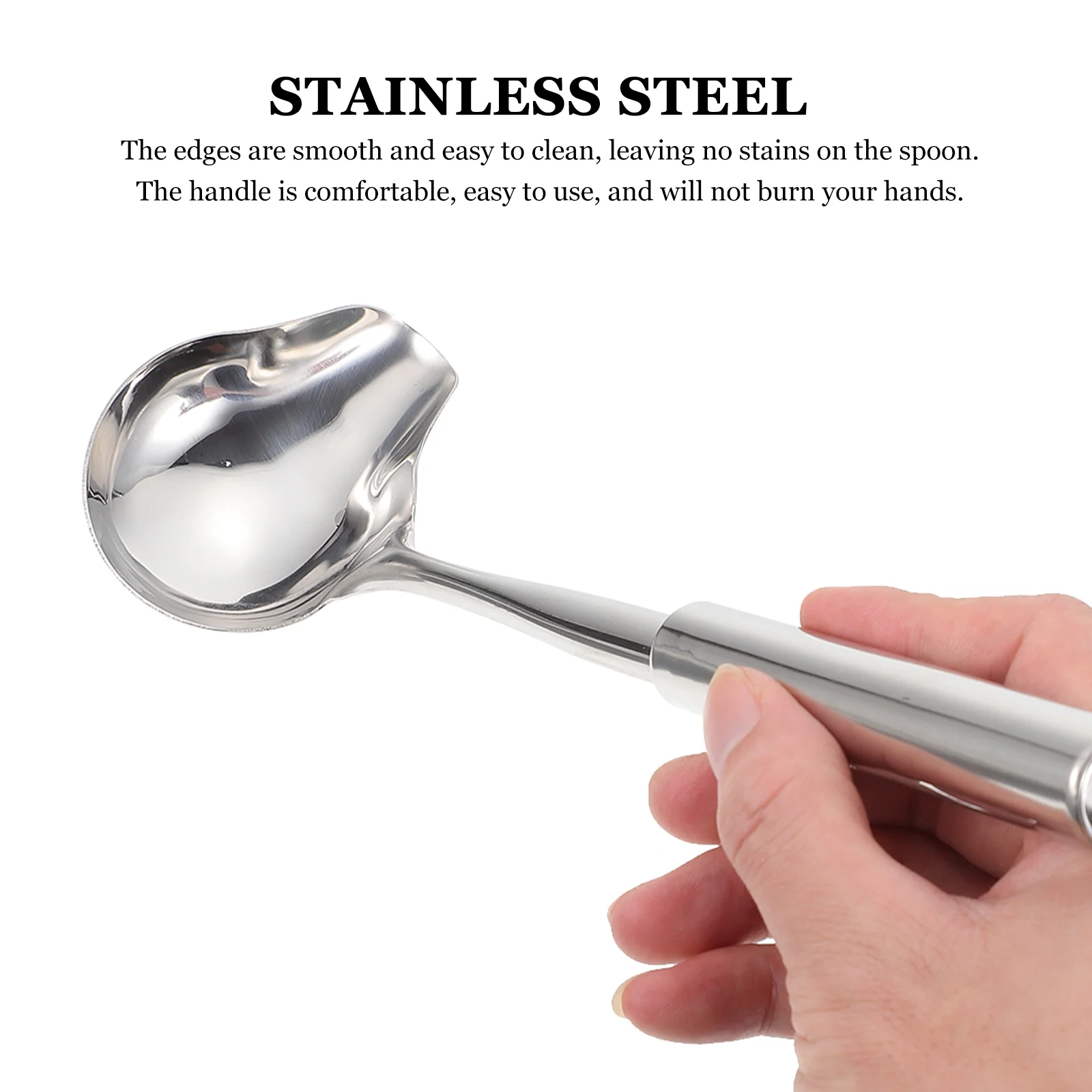 2 Pcs Stainless Steel Sauce Spoon Thick Ladle Dessert Quality of Tableware Kitchen Gadget Soup Easy to Clean