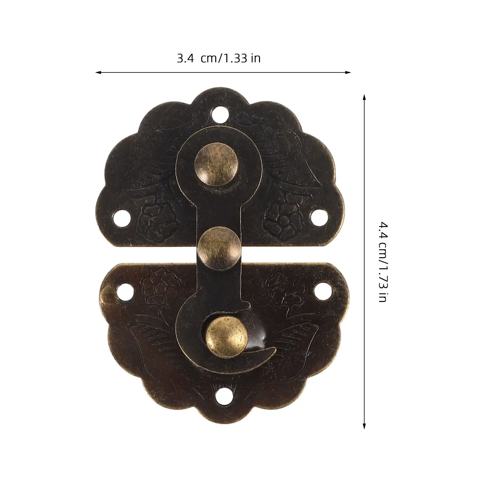 5Pcs Sturdy Iron Hasp Latch Small Jewelry Box Buckle Gift Box Hasp Lock Floral Pattern Elegant Compact Decorative Secure Closure