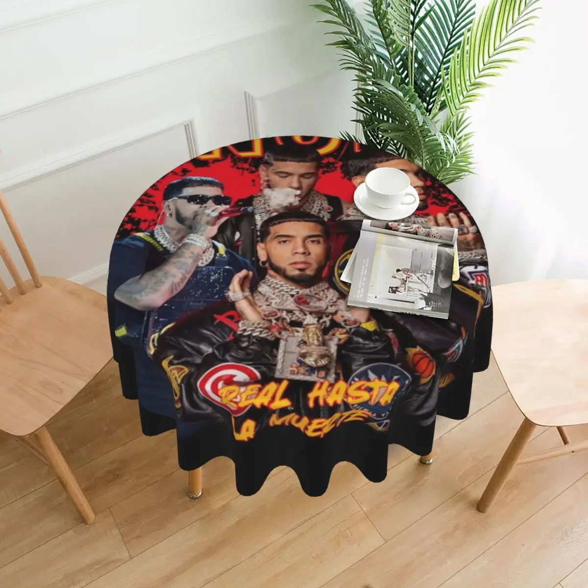 Anuel AA Round Tablecloth Music Rapper Waterproof Table Cloth Funny Decor Home Dining Design Table Cover